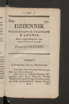 Dziennik Patryotycznych Politykow we Lwowie. 1794, nr 191