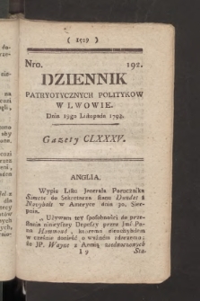 Dziennik Patryotycznych Politykow we Lwowie. 1794, nr 192