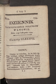 Dziennik Patryotycznych Politykow we Lwowie. 1794, nr 194