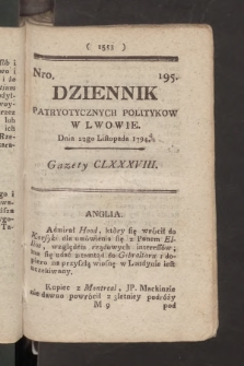 Dziennik Patryotycznych Politykow we Lwowie. 1794, nr 195