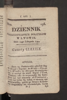 Dziennik Patryotycznych Politykow we Lwowie. 1794, nr 196