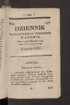 Dziennik Patryotycznych Politykow we Lwowie. 1794, nr 197