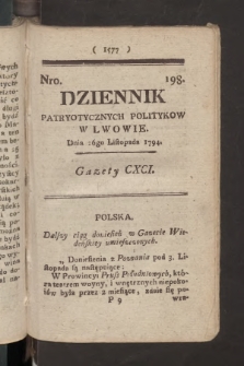 Dziennik Patryotycznych Politykow we Lwowie. 1794, nr 198