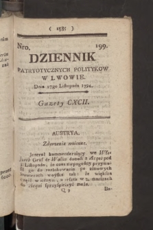 Dziennik Patryotycznych Politykow we Lwowie. 1794, nr 199