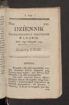 Dziennik Patryotycznych Politykow we Lwowie. 1794, nr 200