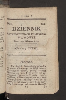 Dziennik Patryotycznych Politykow we Lwowie. 1794, nr 201