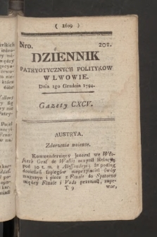 Dziennik Patryotycznych Politykow we Lwowie. 1794, nr 202