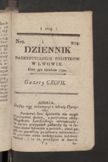 Dziennik Patryotycznych Politykow we Lwowie. 1794, nr 204