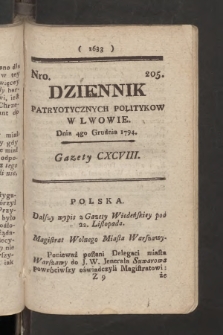 Dziennik Patryotycznych Politykow we Lwowie. 1794, nr 205