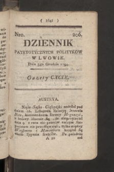 Dziennik Patryotycznych Politykow we Lwowie. 1794, nr 206