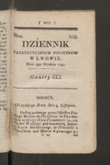 Dziennik Patryotycznych Politykow we Lwowie. 1794, nr 208