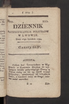 Dziennik Patryotycznych Politykow we Lwowie. 1794, nr 210