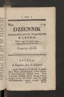 Dziennik Patryotycznych Politykow we Lwowie. 1794, nr 217