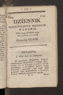 Dziennik Patryotycznych Politykow we Lwowie. 1794, nr 219