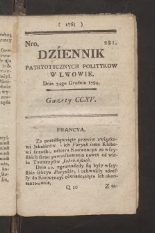 Dziennik Patryotycznych Politykow we Lwowie. 1794, nr 221
