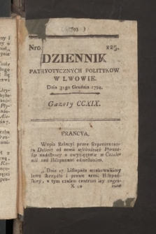 Dziennik Patryotycznych Politykow we Lwowie. 1794, nr 225