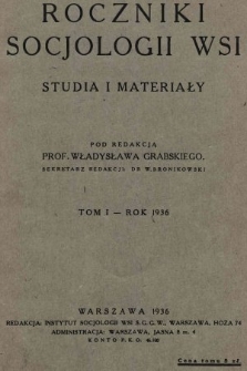 Roczniki Socjologii Wsi : studia i materiały. 1936