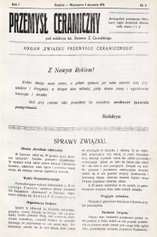 Przemysł Ceramiczny : organ „Związku Przemysłu Ceramicznego”. 1911, nr 3