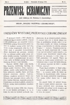 Przemysł Ceramiczny : organ „Związku Przemysłu Ceramicznego”. 1911, nr 6