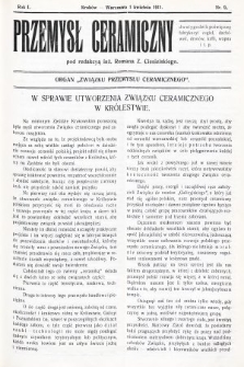 Przemysł Ceramiczny : organ „Związku Przemysłu Ceramicznego”. 1911, nr 9