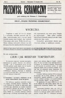 Przemysł Ceramiczny : organ „Związku Przemysłu Ceramicznego”. 1911, nr 18