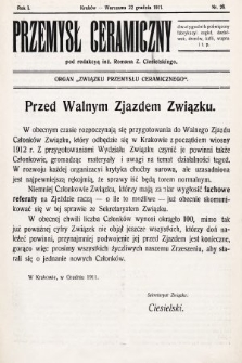 Przemysł Ceramiczny : organ „Związku Przemysłu Ceramicznego”. 1911, nr 26