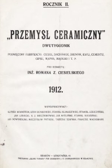 Przemysł Ceramiczny : organ „Związku Przemysłu Ceramicznego”. 1912, nr 0