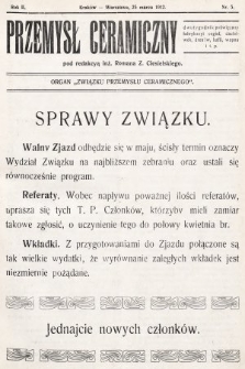 Przemysł Ceramiczny : organ „Związku Przemysłu Ceramicznego”. 1912, nr 5