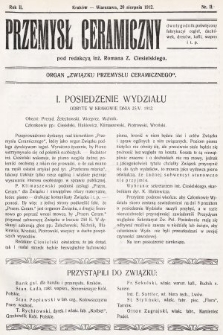 Przemysł Ceramiczny : organ „Związku Przemysłu Ceramicznego”. 1912, nr 11