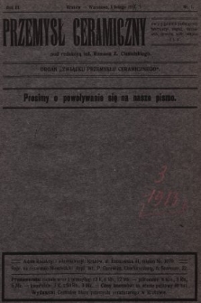 Przemysł Ceramiczny : organ „Związku Przemysłu Ceramicznego”. 1913, nr 1