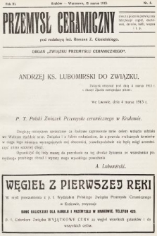 Przemysł Ceramiczny : organ „Związku Przemysłu Ceramicznego”. 1913, nr 4