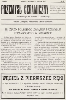 Przemysł Ceramiczny : organ „Związku Przemysłu Ceramicznego”. 1913, nr 5