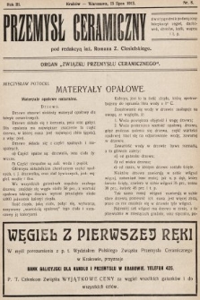 Przemysł Ceramiczny : organ „Związku Przemysłu Ceramicznego”. 1913, nr 8