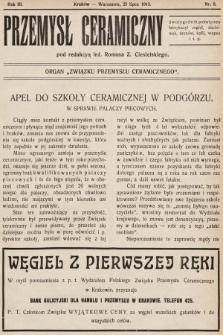 Przemysł Ceramiczny : organ „Związku Przemysłu Ceramicznego”. 1913, nr 9