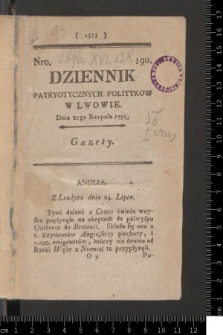 Dziennik Patryotycznych Politykow we Lwowie. 1795, nr 190