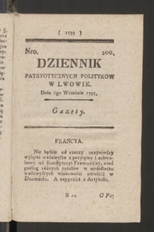 Dziennik Patryotycznych Politykow we Lwowie. 1795, nr 200