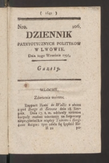 Dziennik Patryotycznych Politykow we Lwowie. 1795, nr 206