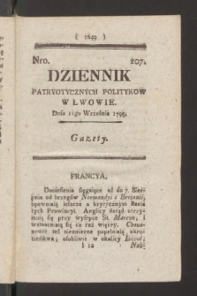 Dziennik Patryotycznych Politykow we Lwowie. 1795, nr 207