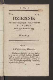 Dziennik Patryotycznych Politykow we Lwowie. 1795, nr 217