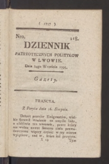 Dziennik Patryotycznych Politykow we Lwowie. 1795, nr 218