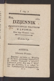 Dziennik Patryotycznych Politykow we Lwowie. 1795, nr 220