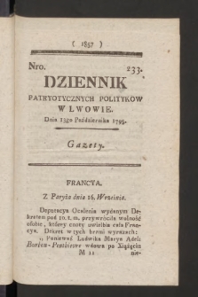 Dziennik Patryotycznych Politykow we Lwowie. 1795, nr 233