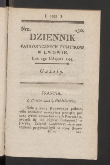 Dziennik Patryotycznych Politykow we Lwowie. 1795, nr 250