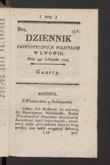 Dziennik Patryotycznych Politykow we Lwowie. 1795, nr 252