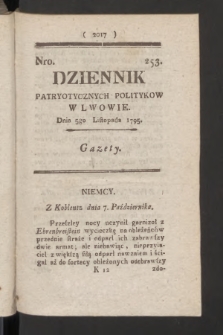 Dziennik Patryotycznych Politykow we Lwowie. 1795, nr 253