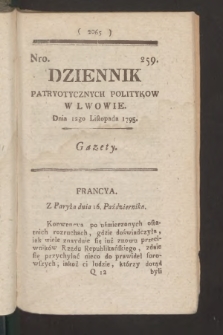 Dziennik Patryotycznych Politykow we Lwowie. 1795, nr 259