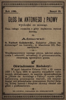 Głos Św. Antoniego z Padwy. 1896/1897, nr 2