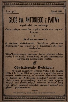 Głos Św. Antoniego z Padwy. 1897, nr 1