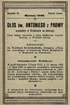 Głos Św. Antoniego z Padwy. 1898, nr 3