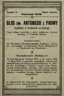 Głos Św. Antoniego z Padwy. 1898, nr 4